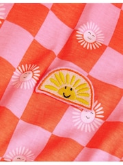Monsoon Orange 100% Cotton Cut-Out Checkerboard Sun Dress - Image 4 of 4