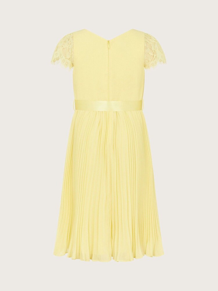 Monsoon Yellow Katy Lace Pleated Dress - Image 2 of 3