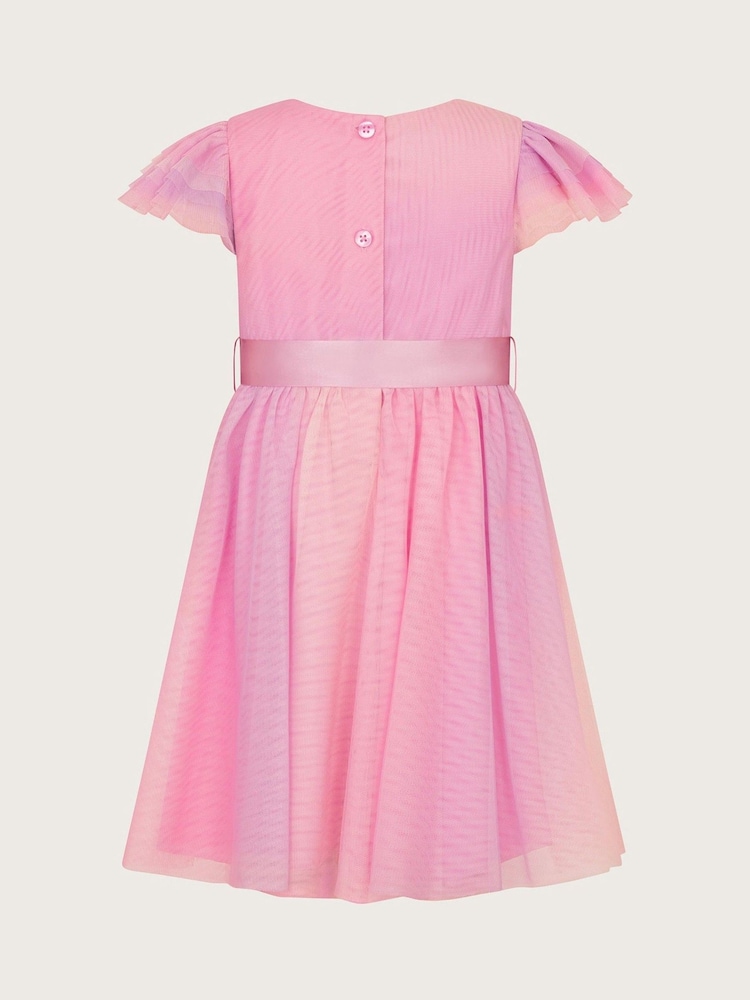 Monsoon Purple Baby Ruffle Sleeve Ombre Dress - Image 2 of 3