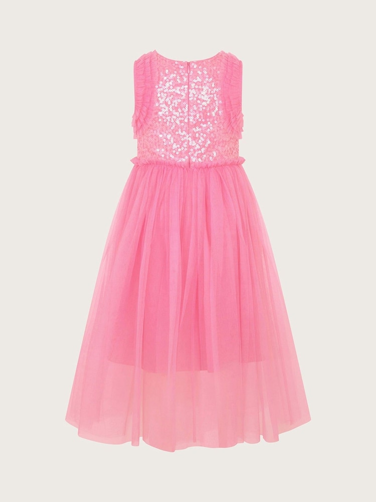 Розовый - Платье с оборками и пайетками Monsoon Priscilla - Изображение 2 из 2