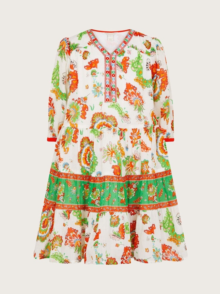 Monsoon Natural MINI ME Border Kaftan Dress - Image 1 of 4