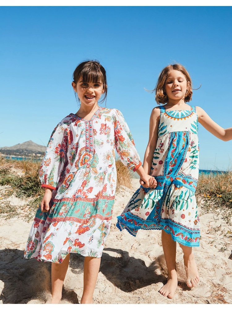 Monsoon Natural MINI ME Border Kaftan Dress - Image 4 of 4