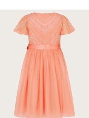 Monsoon Orange Chevron Flower Tulle Dress - Image 2 of 3