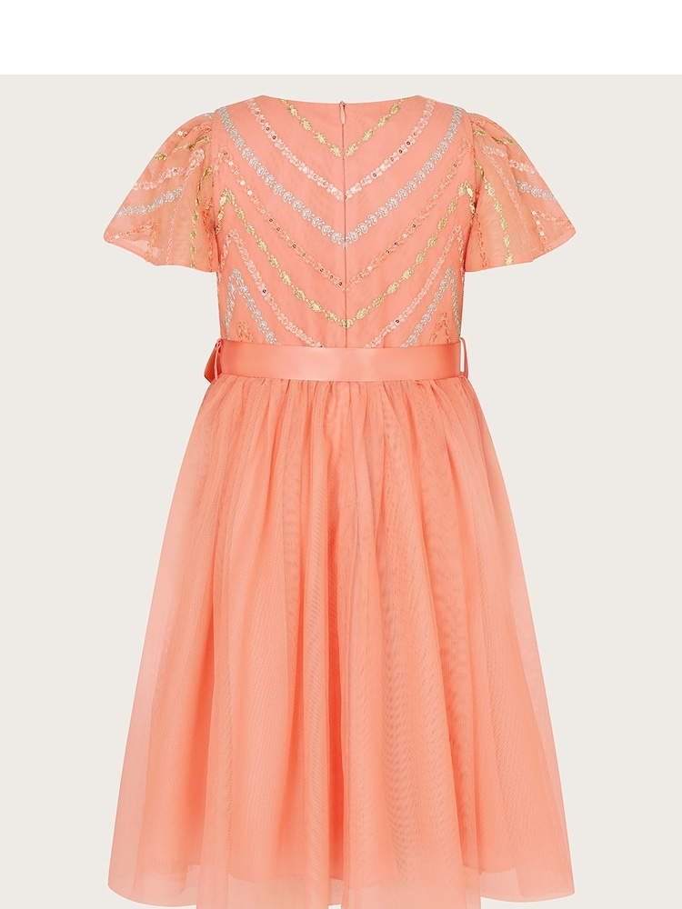 Monsoon Orange Chevron Flower Tulle Dress - Image 2 of 3