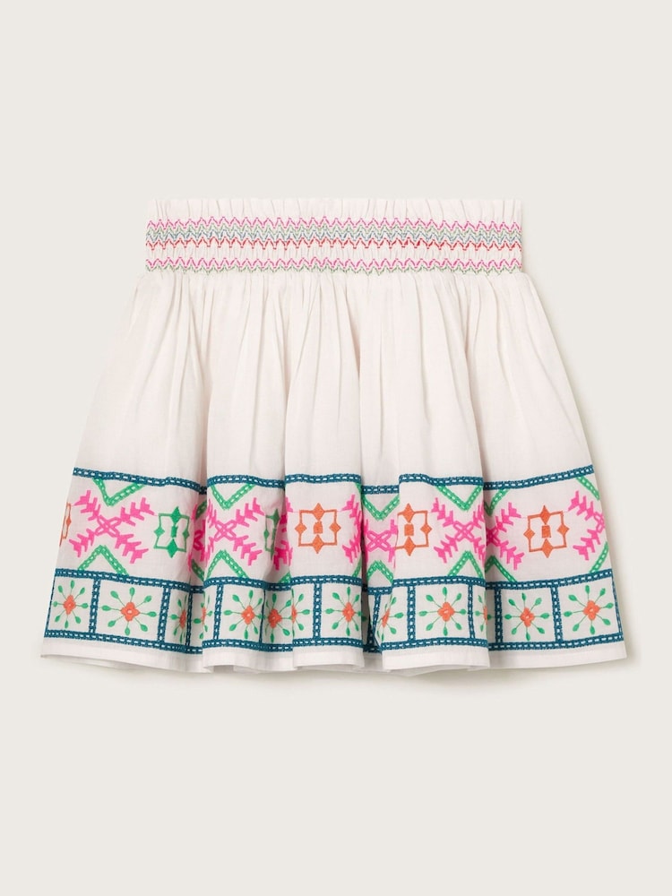 Monsoon White Embroidered Hem Skirt - Image 1 of 3