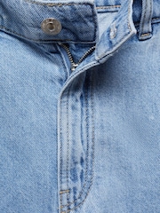 Mango Blue 100% Cotton Denim Shorts With Pleats - Image 6 of 6