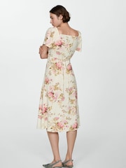 Mango Cream Buttoned Linen-Blend Dress - Image 3 of 6