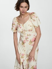 Mango Cream Buttoned Linen-Blend Dress - Image 4 of 6