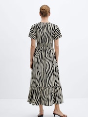 Mango Black Animal Prin Cut-Out Detail Dress - Image 3 of 6