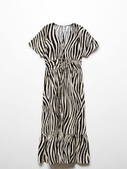 Mango Black Animal Prin Cut-Out Detail Dress - Image 6 of 6