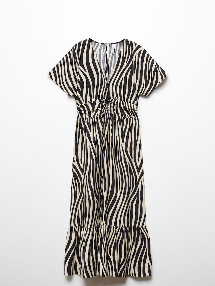 Mango Black Animal Prin Cut-Out Detail Dress - Image 6 of 6