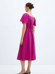 Mango Purple Buttoned Linen-Blend Dress - Image 2 of 6