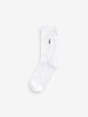 smALLSAINTS Grey/Black Ramskull Embroidered Socks 3 Pack - Image 2 of 4