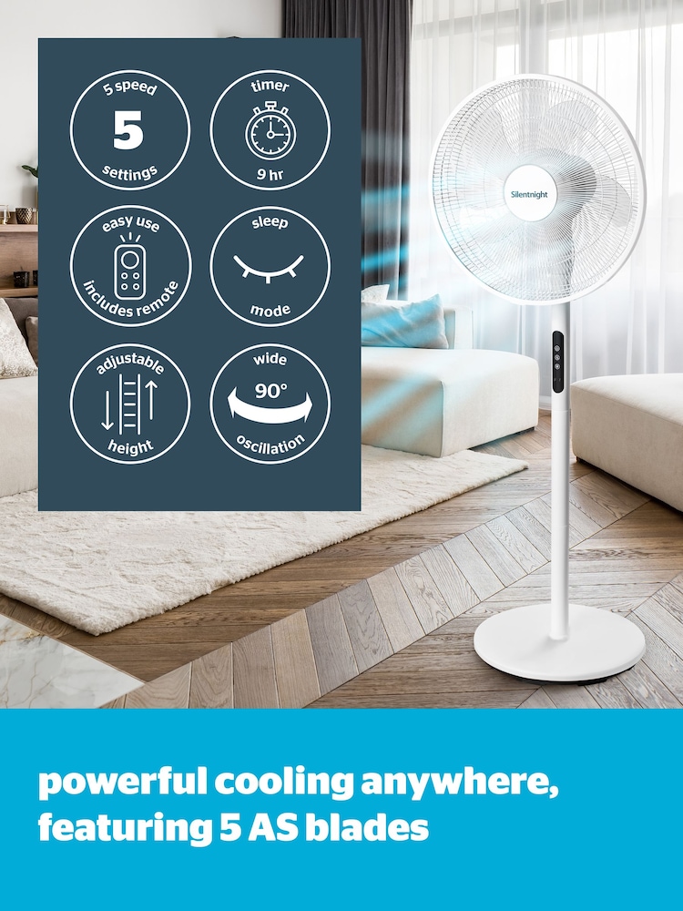 Silentnight White Home Electrics Airmax 1800 Oscillating Stand Fan - Image 2 of 7