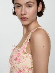 Mango Pink Floral Dress With Bow Neckline - Image 3 of 7