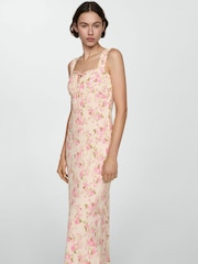 Mango Pink Floral Dress With Bow Neckline - Image 5 of 7