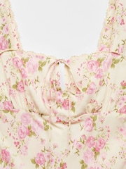 Mango Pink Floral Dress With Bow Neckline - Image 6 of 7