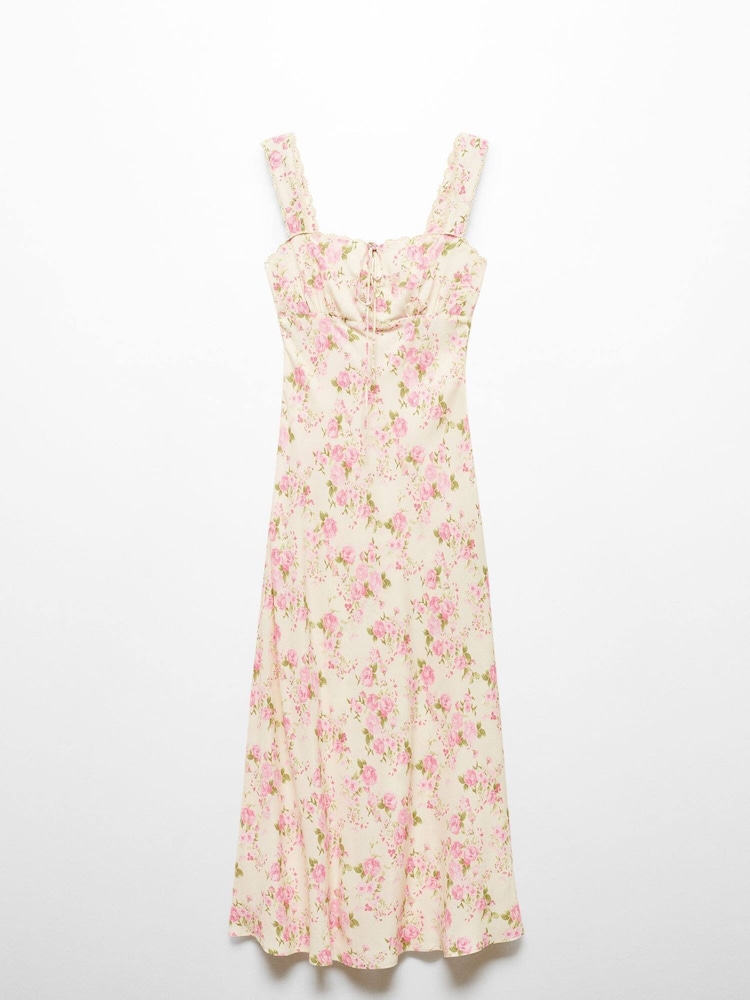 Mango Pink Floral Dress With Bow Neckline - Image 7 of 7