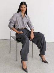 Reiss Grey Taylor Suede Pointed-Toe High-Heel Court Shoes - Image 1 of 8