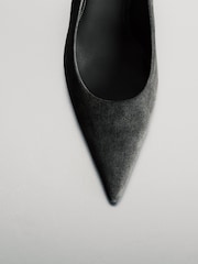 Reiss Grey Taylor Suede Pointed-Toe High-Heel Court Shoes - Image 4 of 8