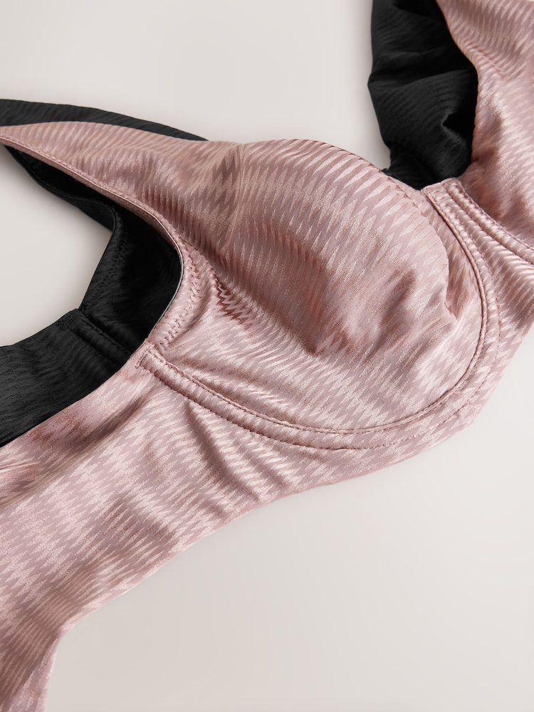 Schwarz und Pink - DD+ Jacquard Microfibre Brushed Lined Non Pad Bras 2 Pack - Image 11 of 12