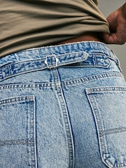 Mid Blue Adjustable Cinch Back Wide leg Hourglass 100% Cotton Jeans - Image 5 of 8