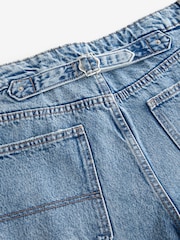 Mid Blue Adjustable Cinch Back Wide leg Hourglass 100% Cotton Jeans - Image 7 of 8