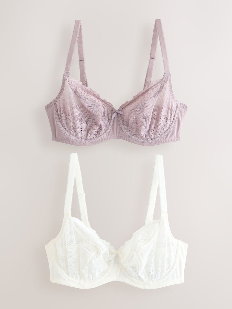 Violet mauve - Soutien-gorge en dentelle DD+ 2 Pack - Image 6 of 10