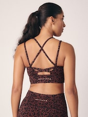 Animal Printed Strappy Back Dry Tech Medium Impact Sports Bra - Image 2 of 11