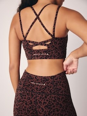 Animal Printed Strappy Back Dry Tech Medium Impact Sports Bra - Image 3 of 11