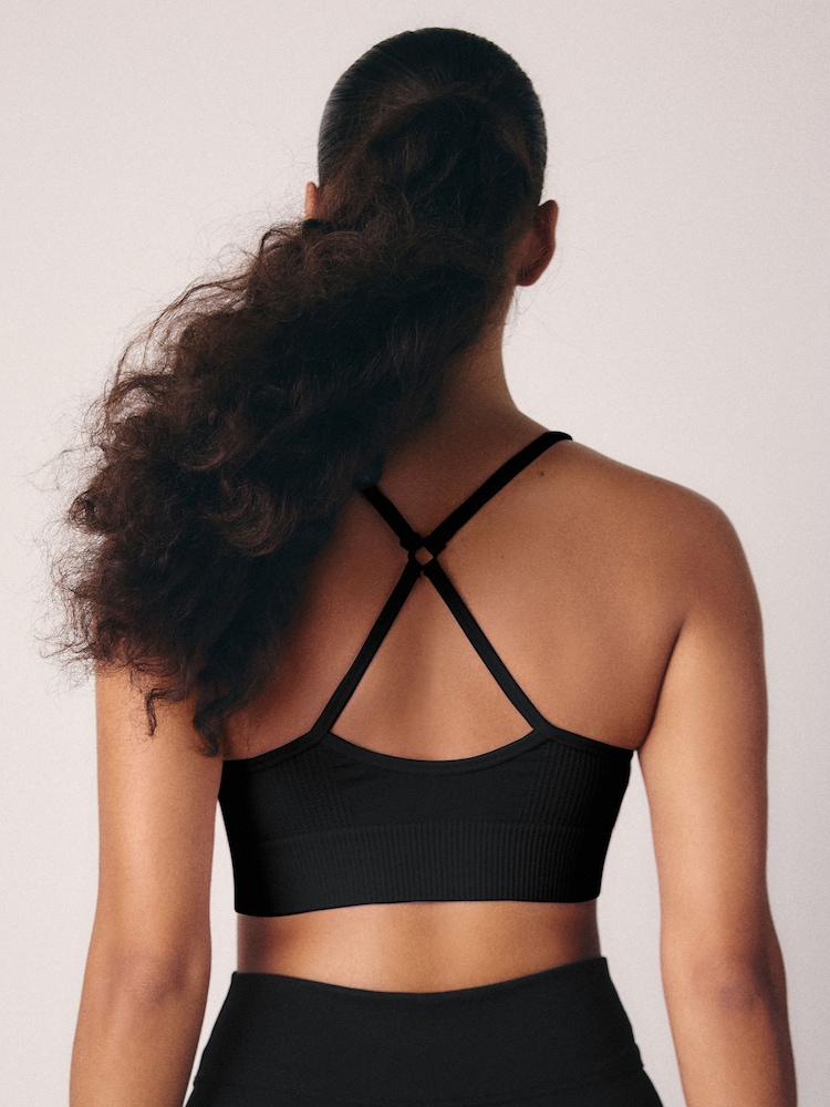 Schwarz - Seamless Strappy Sports Bra - Bild 2 von 7