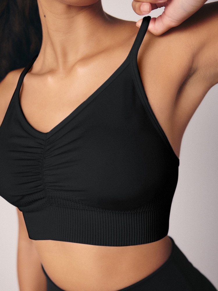 Black Seamless Strappy Sports Bra - Image 6 of 7