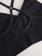 Black Seamless Strappy Sports Bra - Image 9 of 9
