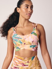 Bright Printed Strappy Back Dry Tech Medium Impact Sports Bra - Image 1 of 9
