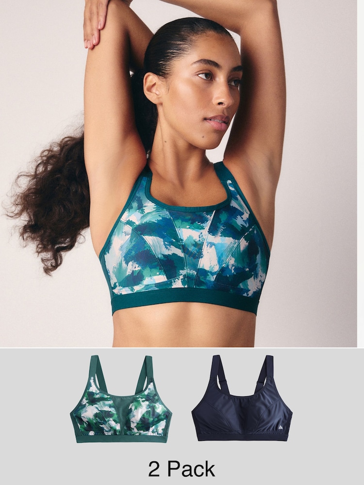 Print/Plain Active Sports High Impact Dry Tech Crop Tops B-G 2 Pack - Image 1 of 1