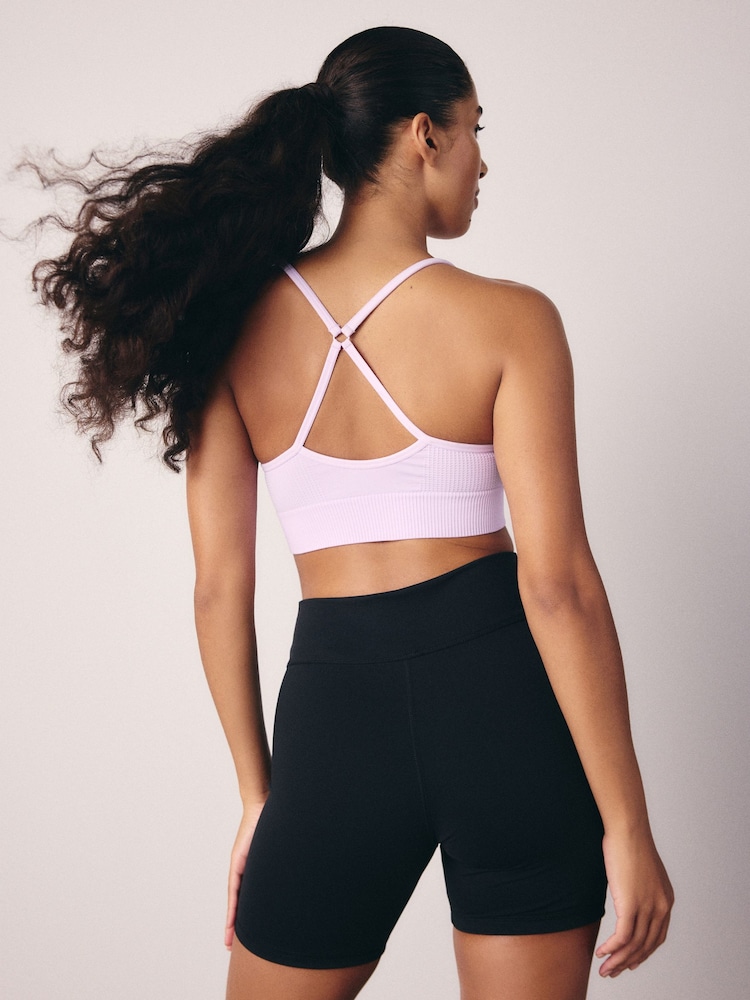 Lilac Purple Seamless Strappy Sports Bra - Image 3 of 11