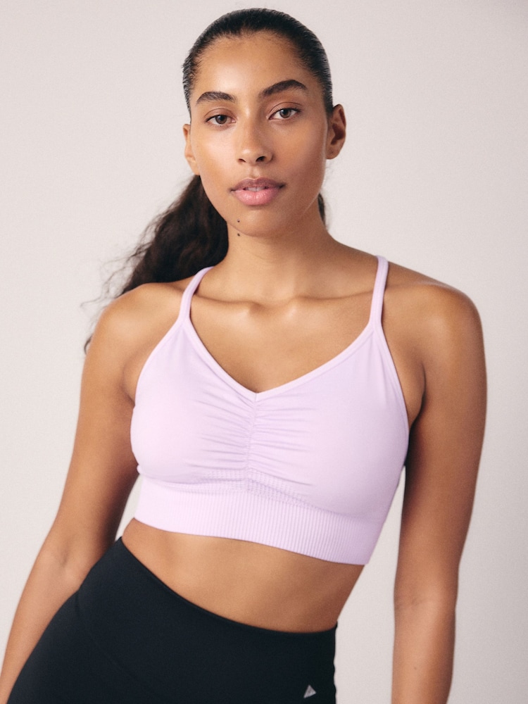 Lilac Purple Seamless Strappy Sports Bra - Image 5 of 11