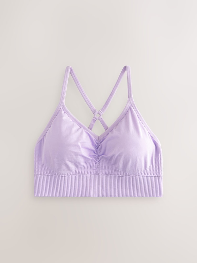 Lilac Purple Seamless Strappy Sports Bra - Image 9 of 11