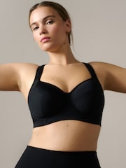 Black Non Pad Full Cup Dry Tech High Impact Sports Bra DD+ - Image 1 of 9