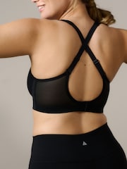 Black Non Pad Full Cup Dry Tech High Impact Sports Bra DD+ - Image 2 of 9