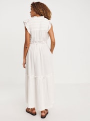 JD Williams White 100% Cotton Cheesecloth Smock Dress With Shirred Back - Image 2 of 5