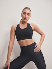 Black Premium Bonded Racerback Extra High Impact Dry Tech Sports Bra - Image 1 of 7