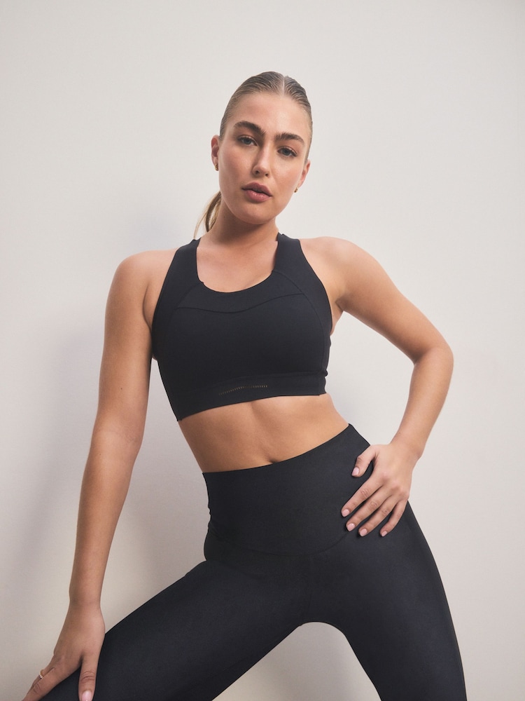 Black Premium Bonded Racerback Extra High Impact Dry Tech Sports Bra - Image 1 of 7