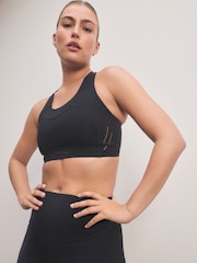 Black Premium Bonded Racerback Extra High Impact Dry Tech Sports Bra - Image 2 of 7
