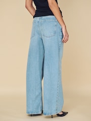 Mango Blue Low Waist 100% Cotton Wide Leg Jeans - Image 2 of 7