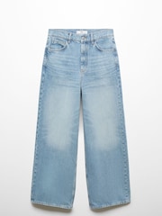 Mango Blue Low Waist 100% Cotton Wide Leg Jeans - Image 6 of 7
