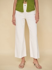 Mango Cream Catherin Culotte High Waist Jeans - Image 1 of 7