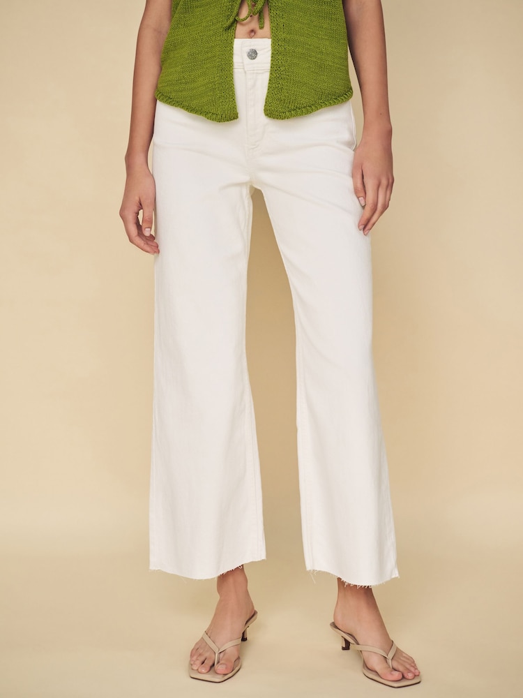 Mango Cream Catherin Culotte High Waist Jeans - Image 1 of 7