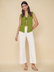 Mango Cream Catherin Culotte High Waist Jeans - Image 2 of 7