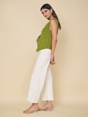 Mango Cream Catherin Culotte High Waist Jeans - Image 3 of 7